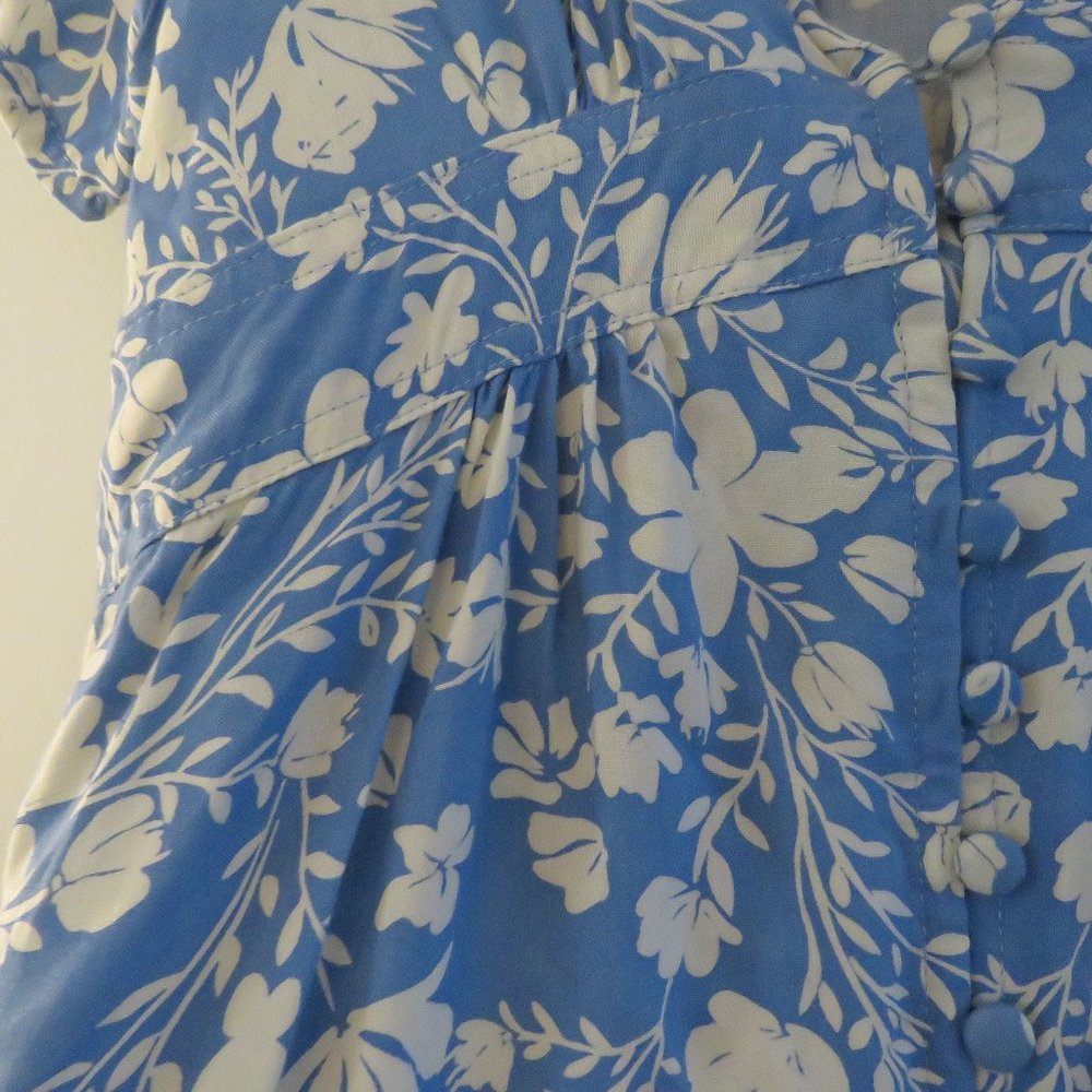 YIREH Brynn Floral Button Front Hawaiian Midi Dress in Denim Blue - Size M NWT - Picture 9 of 15